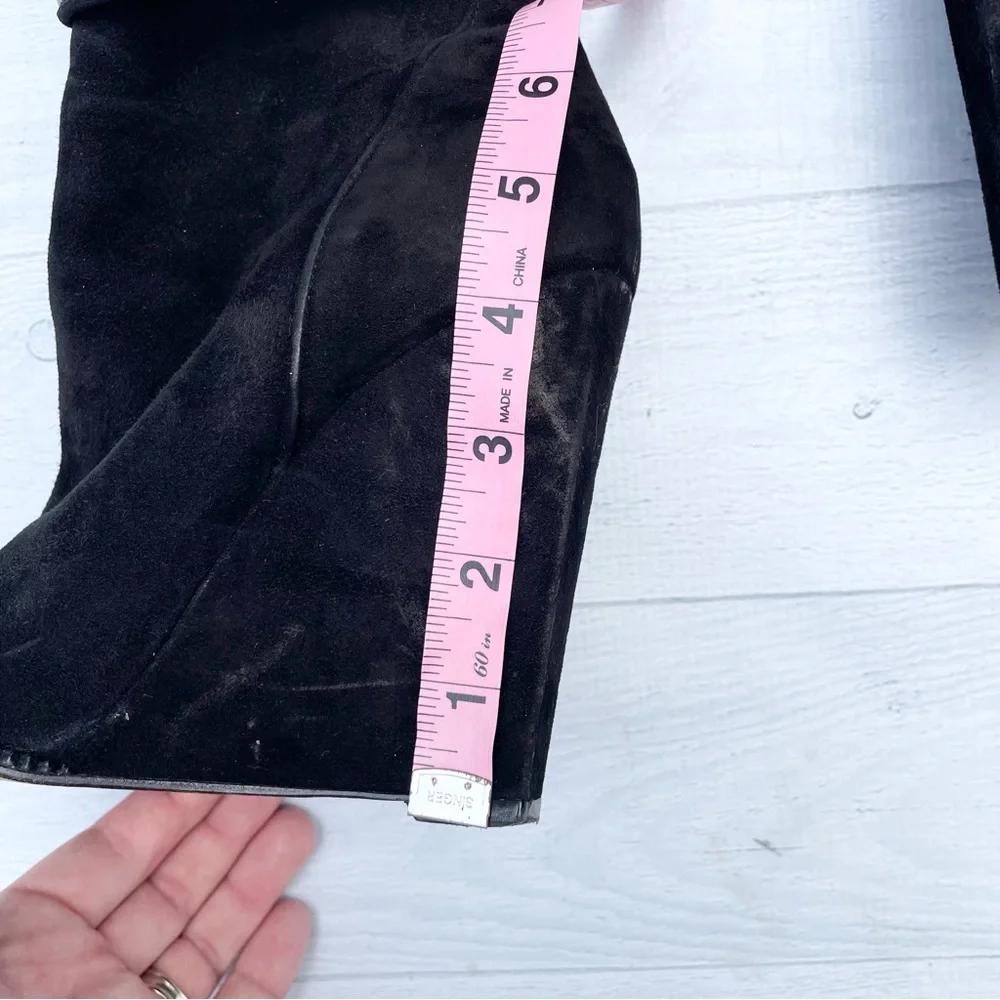 Givenchy Black Suede Wedge Ankle Bootie Size Unknown. See measurements below. - Picture 5 of 15